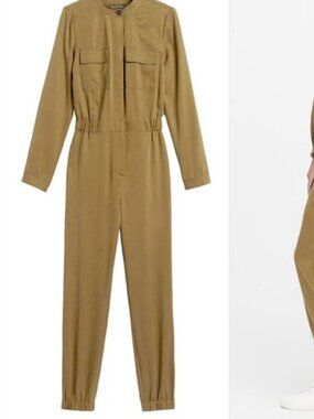 Banana Republic Olive Green Utility Boiler Suit Button Belted Cargo Jumpsuit 8